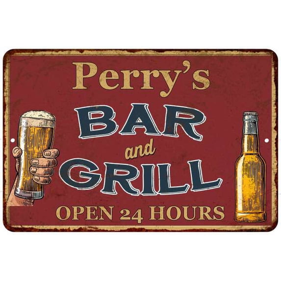 Perry's Red Bar and Grill Rustic Sign Decor 8x12 208120045333