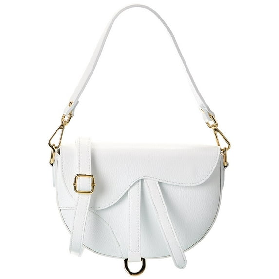 Persaman New York Ayla Leather Saddle Bag, White