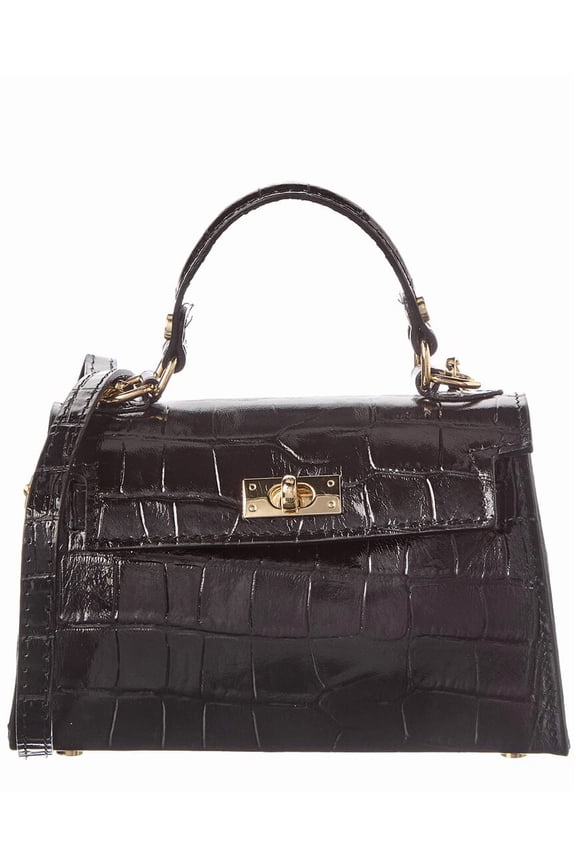 New York Blakely Croc-Embossed Leather Satchel, Black