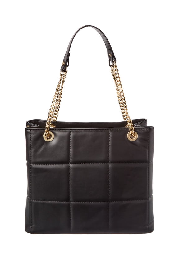 New York Briella Quilted Leather Tote, Black