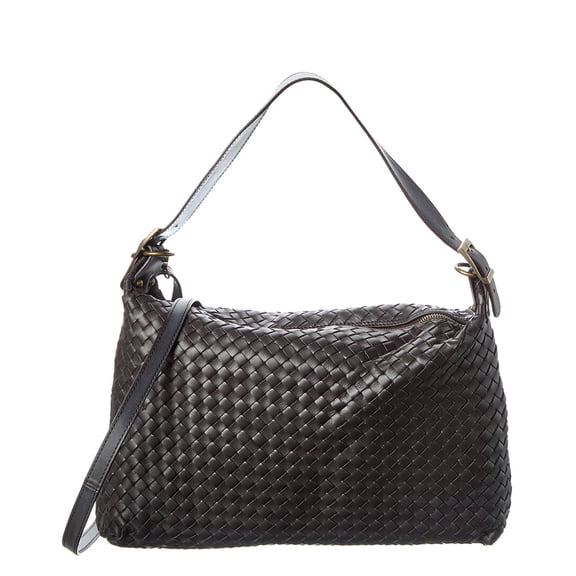 Persaman New York Chloe Hand Woven Large Leather Shoulder Bag, Brown