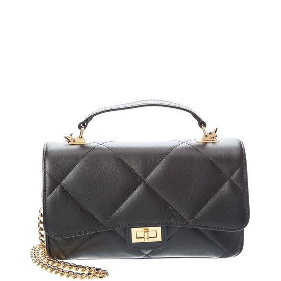 Persaman New York Cora16 Quilted Leather Satchel, Black