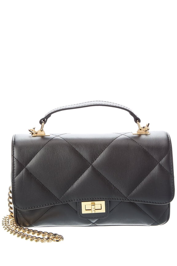 New York Cora16 Quilted Leather Satchel, Black