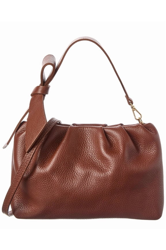 New York Lilie Bow Leather Shoulder Bag, Brown