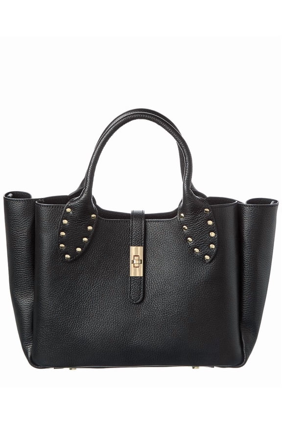 New York Naomi22 Studded Leather Handle Tote, Black