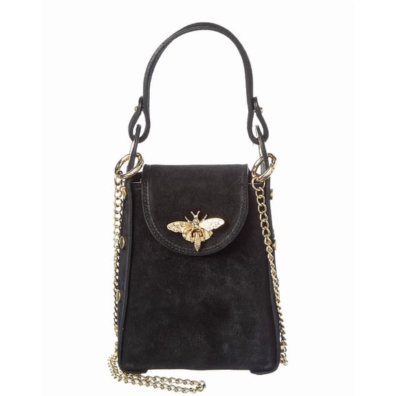 Persaman New York Raina Mini Suede Bee Bag, Black