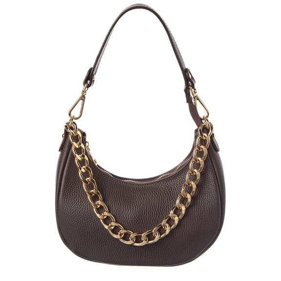 Persaman New York Rosalie Chain Strap Leather Shoulder Bag, Brown