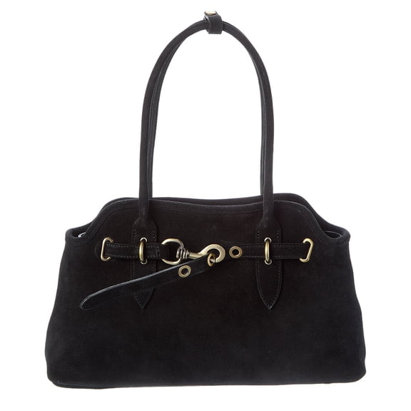 Persaman New York Shoulder Suede Bag, Black