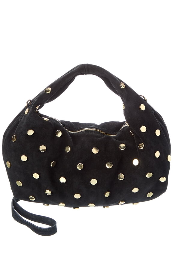 New York Studded Suede Hobo, Black