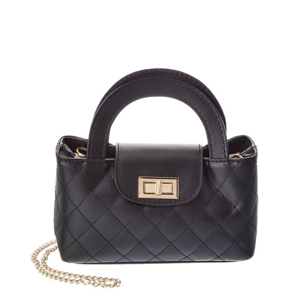 Persaman New York Sveva 42 Quilted Leather Top Handle Bag, Black