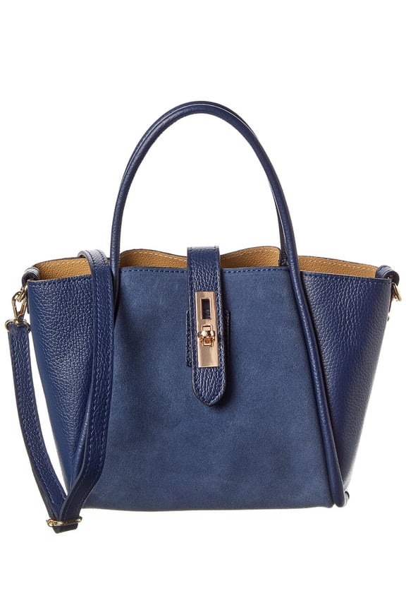 New York Tate Leather & Suede Tote, Blue