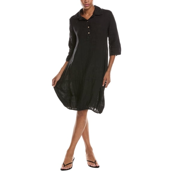 Persaman New York womens Linen Midi Dress, m, Black