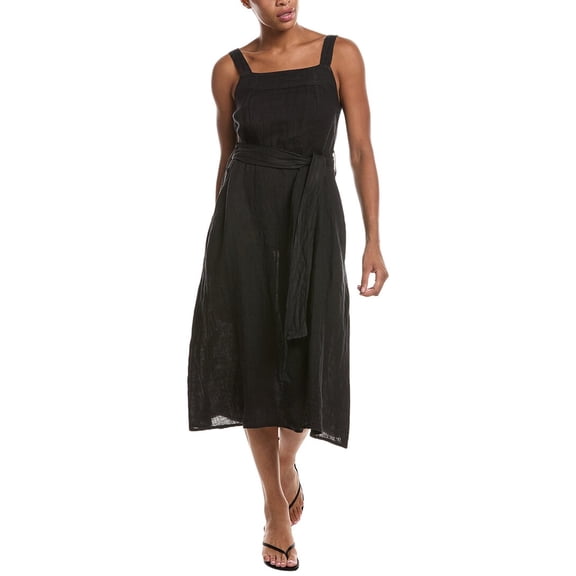 Persaman New York womens Linen Midi Dress, m, Black