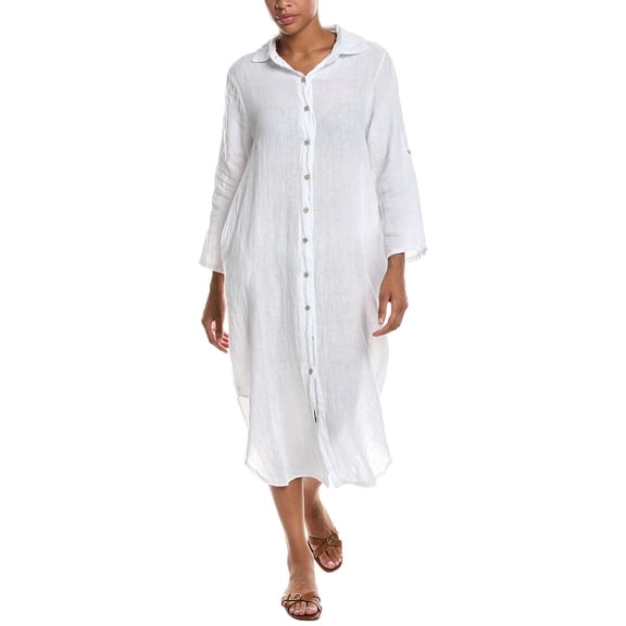 Persaman New York womens Linen Midi Dress, m, White