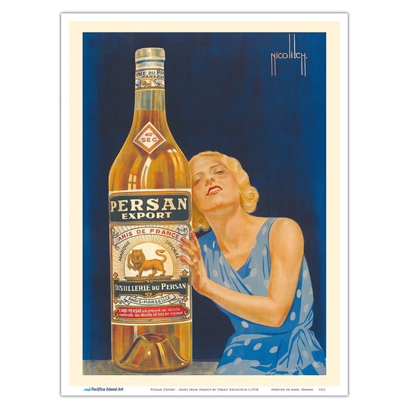 Persan Export - Anise from France - Vintage Advertising Poster by Obrad Nicolitch c.1928 - Master Art Print (Unframed) 9in x 12in