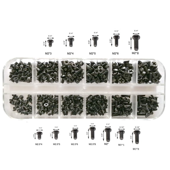Persberg 360pcs 12sizes Laptop Notebook Tiny Computer Replacement electronic Screws Assortment Kit Black,M2 M2.5 M3,for Lenovo Toshiba Gateway Samsung HP IBM Dell Acer Asus Hard Disk SATA SSD M.