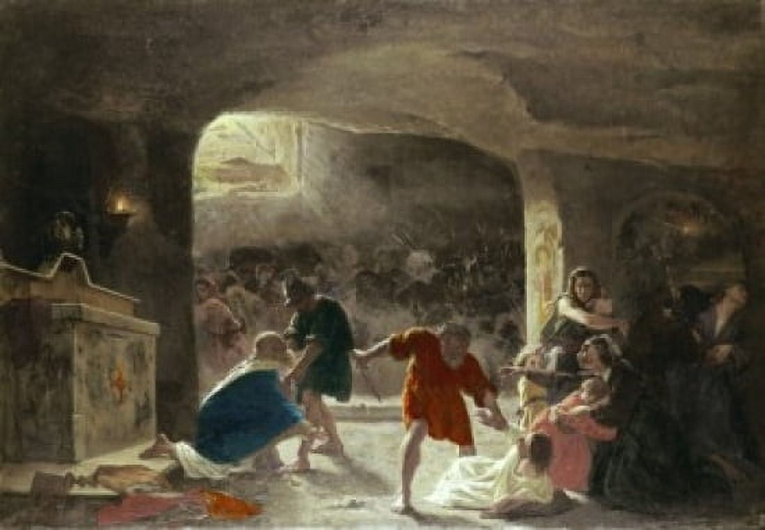Persecution of the First Christians Giuseppe Mancinelli (1813-1875 Italian) Canvas Art - Giuseppe Mancinelli (24 x 36)