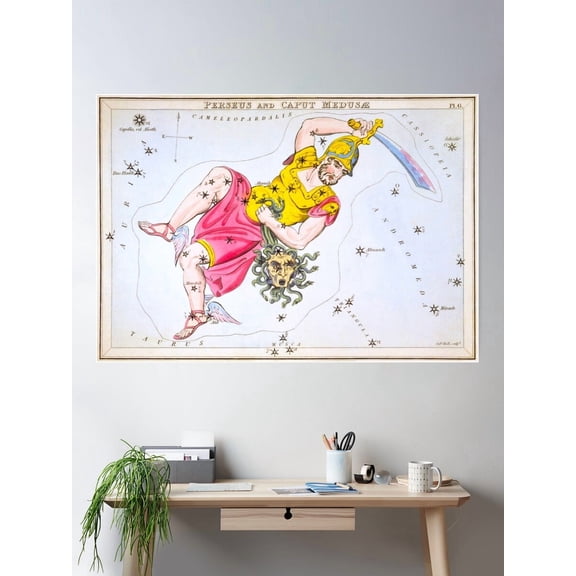 Perseus And Caput Medusa Constellation Map Poster Wall Art Modern Wall Decor Wall Art