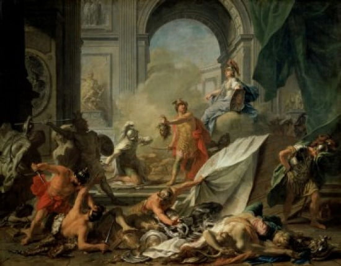 Perseus With Minerva Showing The Head of Medusa To A Mob Led By Phineus Jean-Marc Nattier (1685-1766 French) Canvas Art - Jean-Marc Nattier (18 x 24)