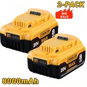 Persever 2-Pack 20V 8000mAh DCB200 Replacement for Dewelt 20V MAX Li-on Battery - Compatible with DCB205 DCB206 DCB207 DCB201 and Cordless Tools, High Capacity & Long-Lasting Power