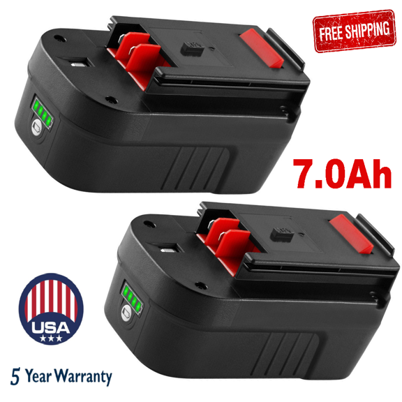 Persever 2Pack 7.0Ah HPB18 Li-on Battery Replace for Black Decker 18V Battery 244760-00 A1718 A18 A18E A18NH HPB18-OPE FS180BX FS18BX FS18FL Compatible With Cordless Power Tools
