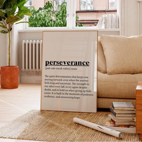 Perseverance Definition Motivational Wall Art Office Decor For Him, Unframed Canvas