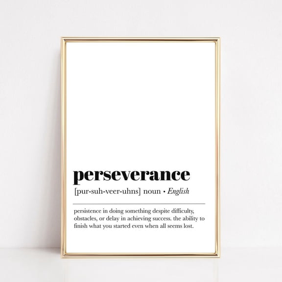 Perseverance Definition Print, Wall Art, Office Decor For Men, Office Wall Art, Office Art, Print UNFRAMED PAPER POSTER, Home Decor, Vintage Gift, Living Room Dercor
