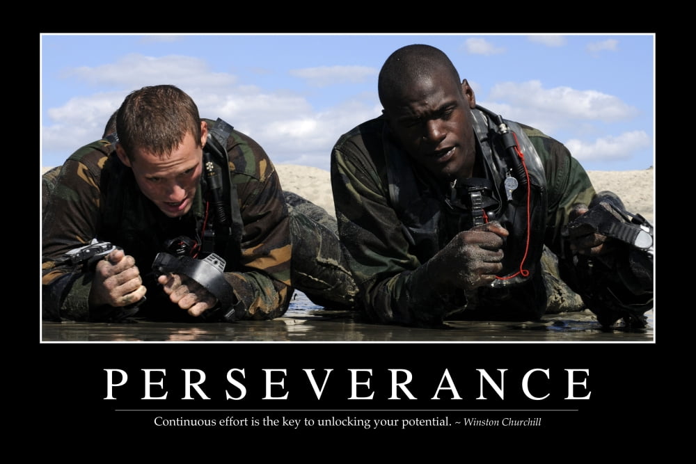 Perseverance Inspirational Quote and Motivational Poster Canvas Art - Stocktrek Images (34 x 23)