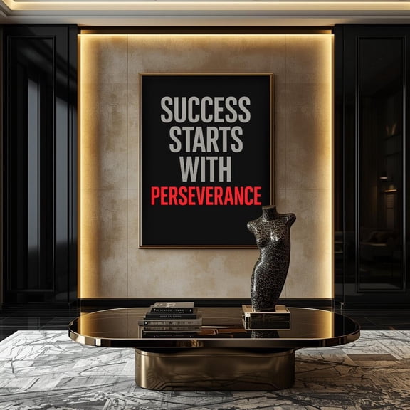 Perseverance Quote Poster, Motivational Wall Art, Unframed Paper Poster 24x36in