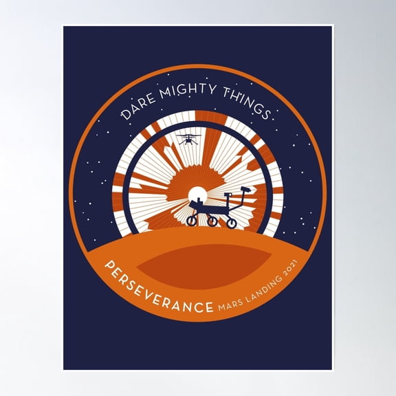 Perseverance Rover, Black & Blue Backgrounds Apparel Poster Wall Art, Modern Wall Decor, 12x18 UNFRAMED