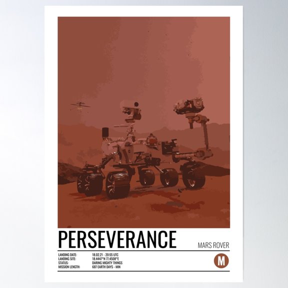Perseverance Rover Poster Wall Art, Modern Wall Decor, 24x36 UNFRAMED