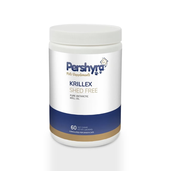 Pershyra Krillex Shed Free Soft Chew for Dogs and Cats, Cheese Flavor, 60 Count