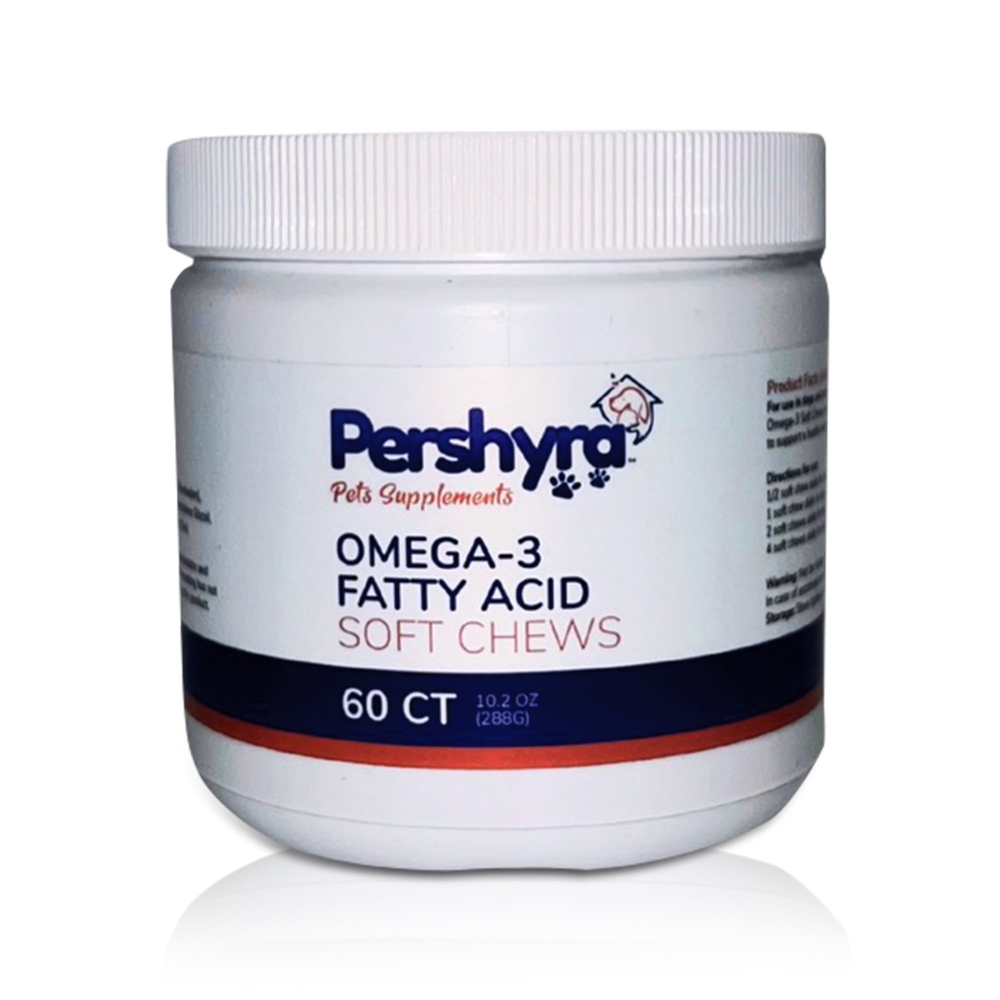 Pershyra Omega 3 Chews for Dogs & Cats - Pet Treats for Skin & Hair - 60 Count
