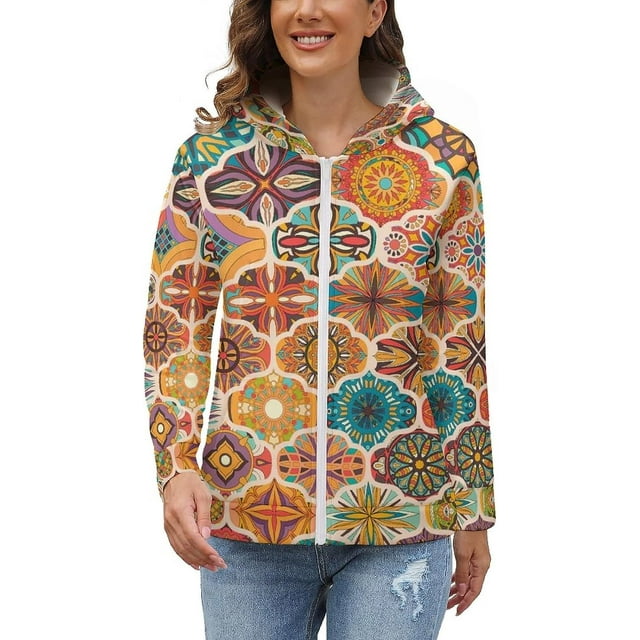 Persia Deco Art Women's Full-Zip Hooded Sweatshirt Soft Fleece Jacket ...