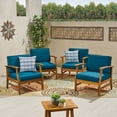 thumbnail image 1 of Persia Outdoor Teak Finished Acacia Wood Club Chairs with Cushions, Blue., 1 of 10