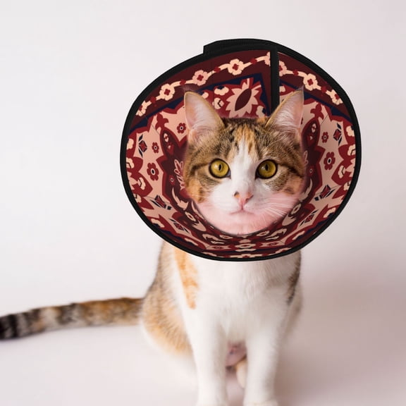Persian Carpet Indian Arabesque Abstract Soft Pet Recovery Collar for Cats Small Dogs, Protective Elizabeth Collar for Post-Surgery, Anti-Lick & Anti-Scratch