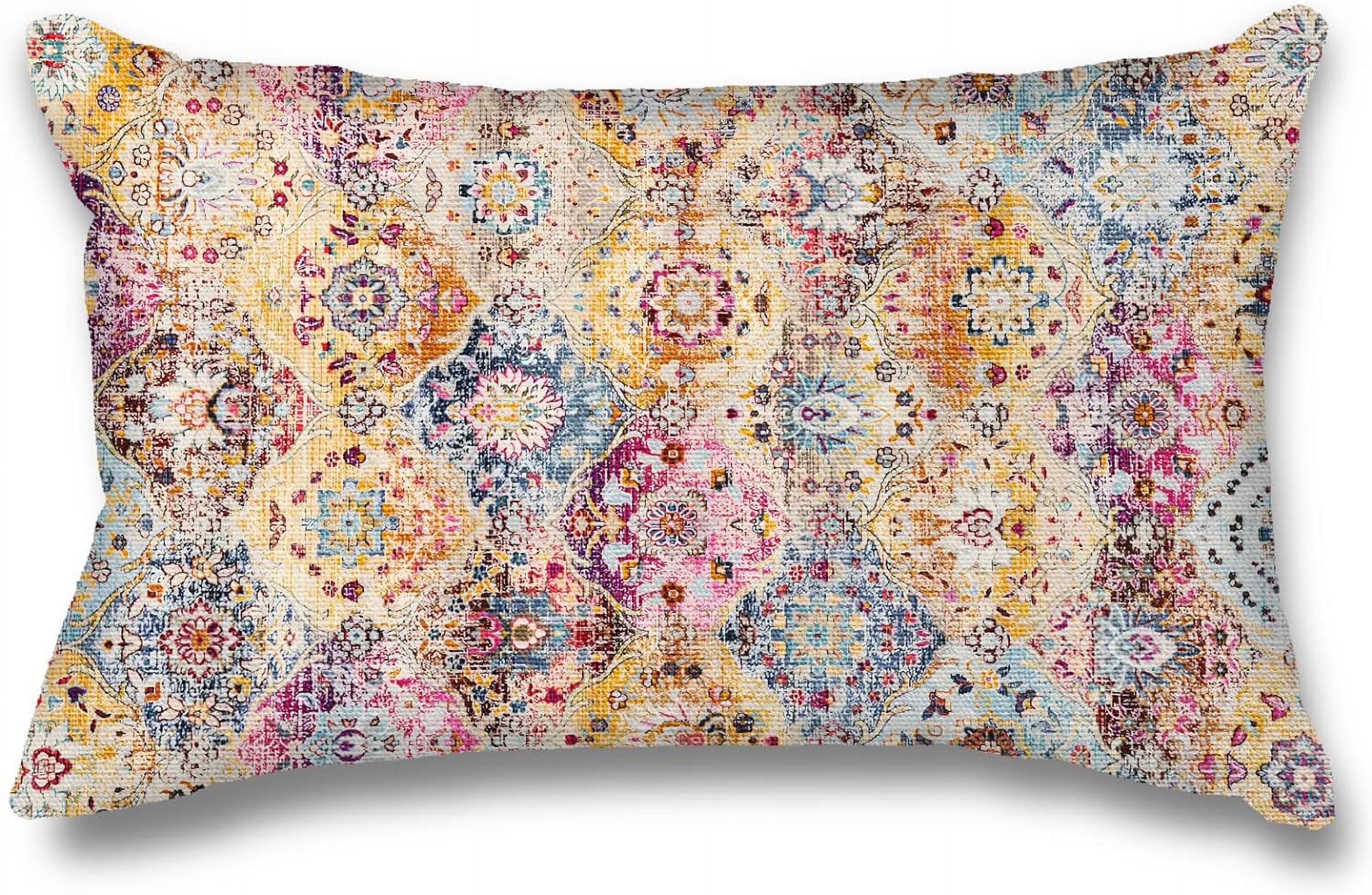 Snycler Persian Tribal Pattern Throw Pillow Cover - 12x20 Inch, Cotton Linen, Decorative For Sofa & Bed