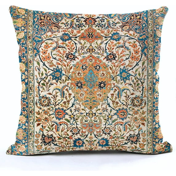 Persian Carpet Tribal Pattern Throw Pillow Cover Persian Ethnic Geometric Chaotic Pillow Case 18x18 Inch Decorative Men Women Boy Girl Room Cushion Cover for Home