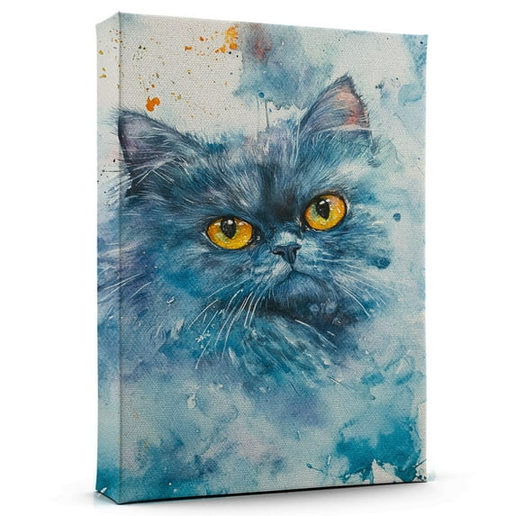 Persian Cat Blue Canvas Wall Art Animal Decor, Persian Cat Blue Canvas Prints Wild Animal Artwork for Living Room Bedroom Office 190HD826