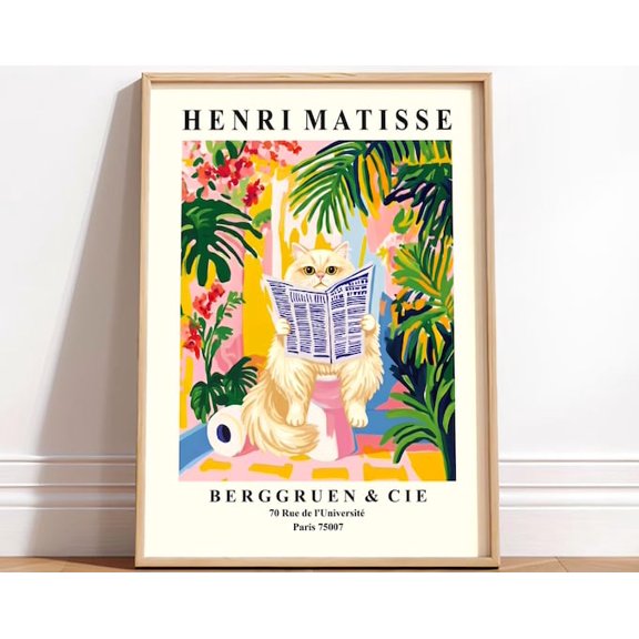 Persian Cat On Tet Wall Art Print, Unframed Paper Poster 8x10in