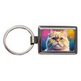thumbnail image 1 of Persian Cat Pop Art Metal Rectangle Keychain, 1 of 7