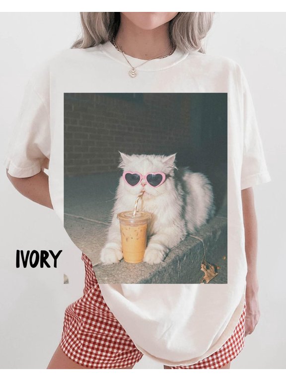 Persian Cat Shirt, Iced Coffee Cat Mom T-shirt, Funny Mothers Day Gifts