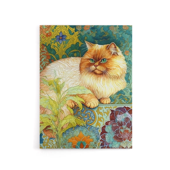 Persian Cat With Floral Pattern Canvas Wall Art Print 12X16"