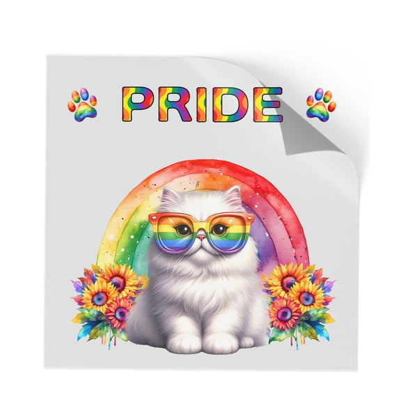 Persian Celebrates Rainbow Pride Month LGBT LGBTQ+ Cutout Transfer Sticker Cat Lover Kitten Owner Gifts Transparent Decal Art Decor - 01003