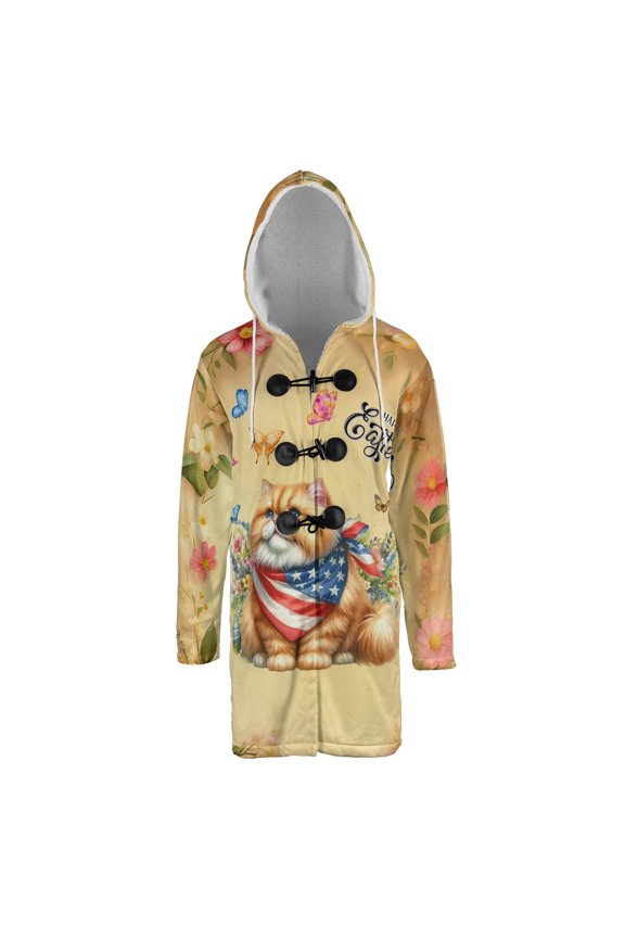 Persian Celebrates Spring and Enjoys a Happy Easter All Over Print 3D Hooded Duffle Toggle Coat Cat Lover Kitten Owner Gifts - 02001