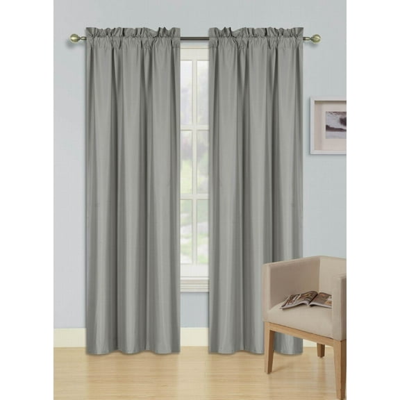 Persian Collection Matte (Not Shiny) 2 Panels Silver Gray Solid Blackout Thermal Rod Pocket Foam Lined Window Curtain Drape R64 95 Length