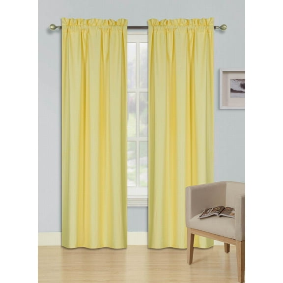Persian Collection Matte (Not Shiny) 2 Panels Yellow Solid Blackout Thermal Rod Pocket Foam Lined Window Curtain Drape R64 95 Length