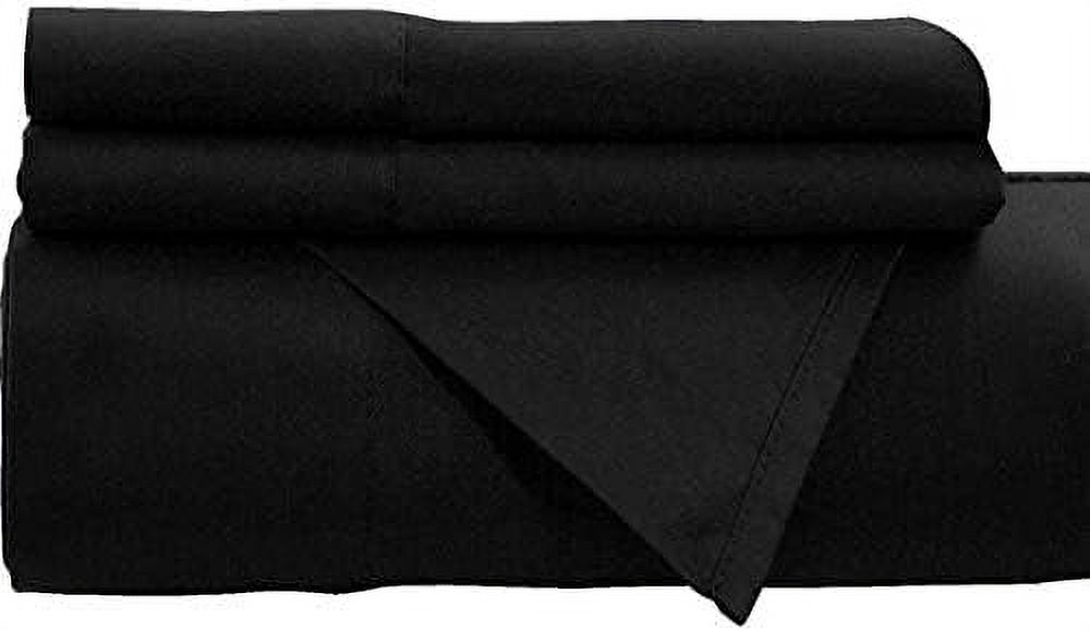 Persian Collection Solid Flat Sheet 1800 Wrinkle Free New (Black, King