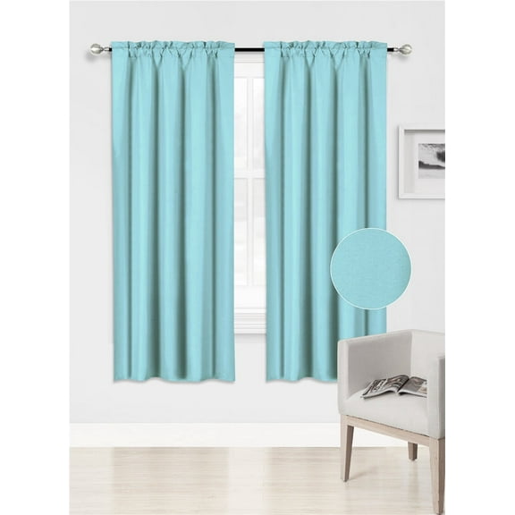 Persian Collection Teal Solid Blackout Home Window Standard Curtains, 38 x 63 (2 Panels)