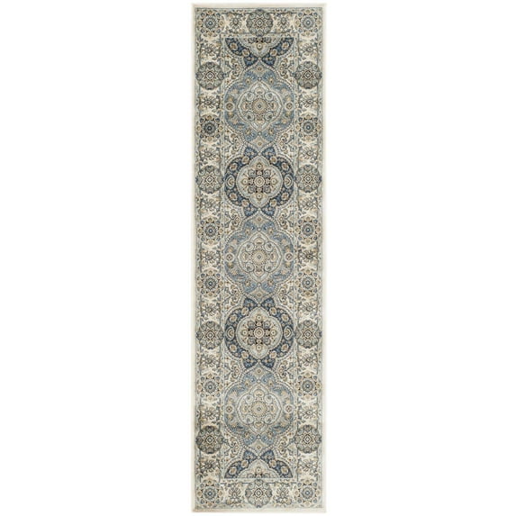 Persian Garden Silver/Ivory Medium Rectangle Rug-Color:Ivory,Shape:Runner,Size:2'-2" X 8'